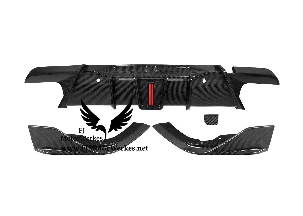 Bmw X6M F96 Carbon Fibre Rear Diffuser SQ 3pc with F1 light