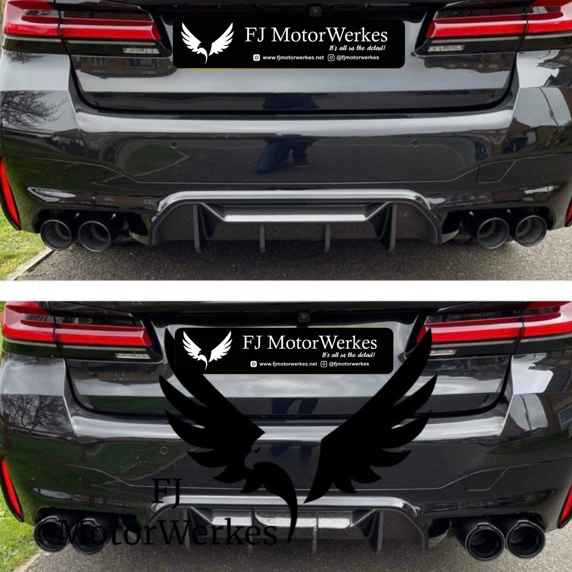 Bmw M Performance Carbon fibre exhaust tips x4 M5 F90 M8 F91 F92 F93 direct fit - Black