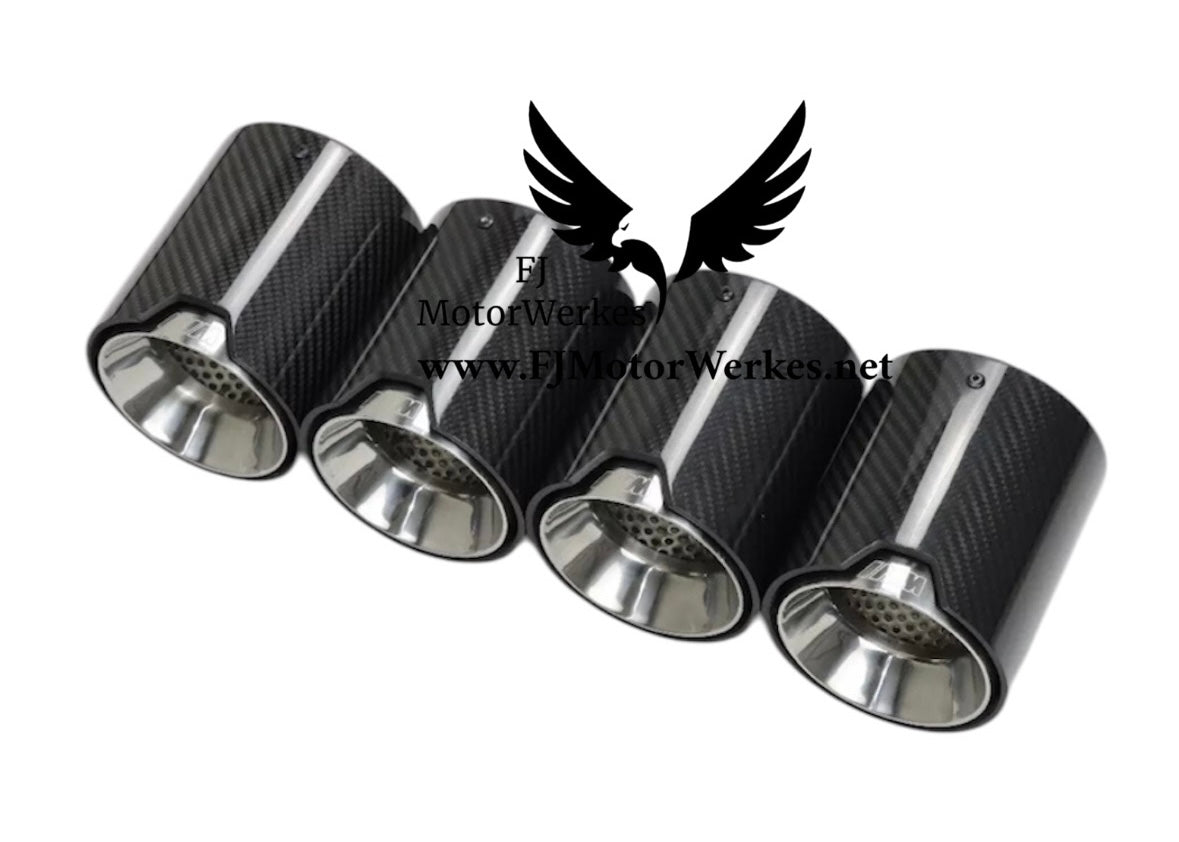 Bmw M Performance Carbon fibre exhaust tips x4 M5 F90 M8 F91 F92 F93 direct fit - Silver