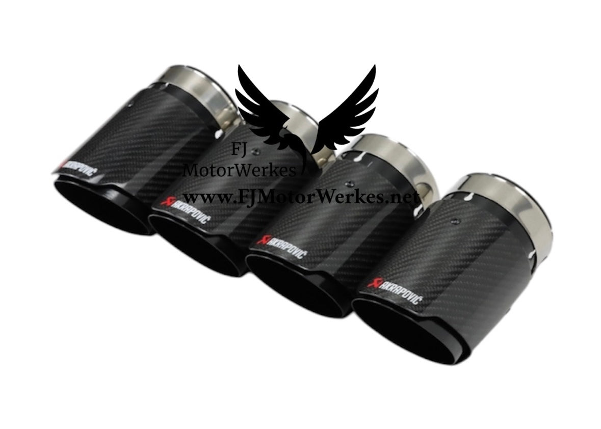Bmw X3M X4M AK AKRAPOVIC Carbon Fibre Exhaust Tips Direct Fit X3mc X4mc F98 F97 - Black on Black