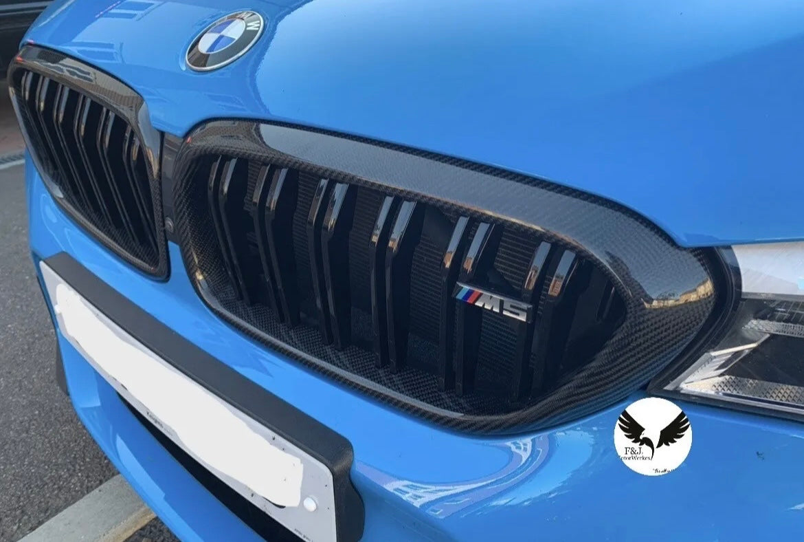 Bmw M5 F90 REAL CARBON FIBRE GRILL With Emblem Kidney Grilles