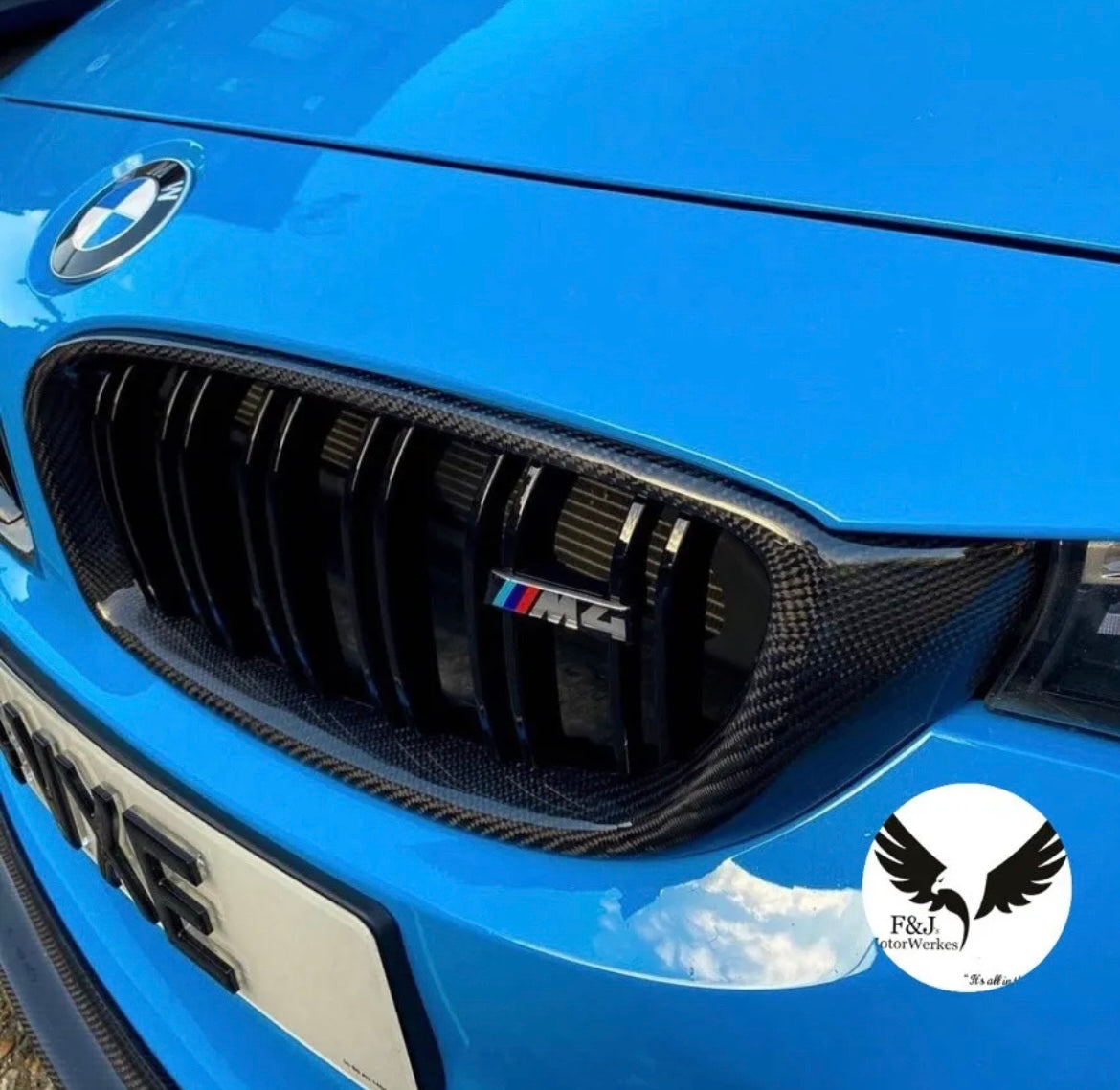 Bmw M4 Genuine Real Carbon Fibre Kidney Grilles With Badge Grill Emblem F82 F83