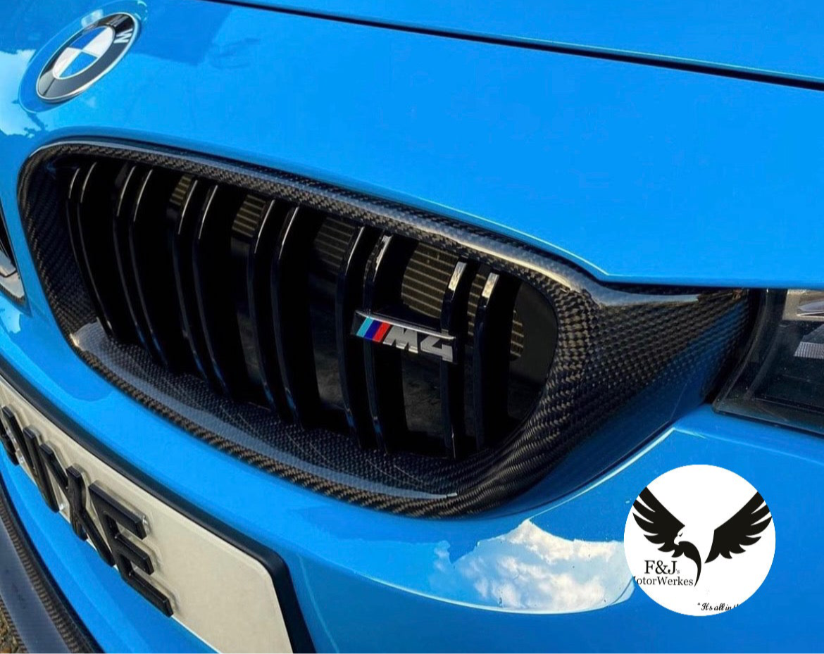 Bmw M3 Genuine Real Carbon Fibre Kidney Grilles With Badge Grill Emblem F80
