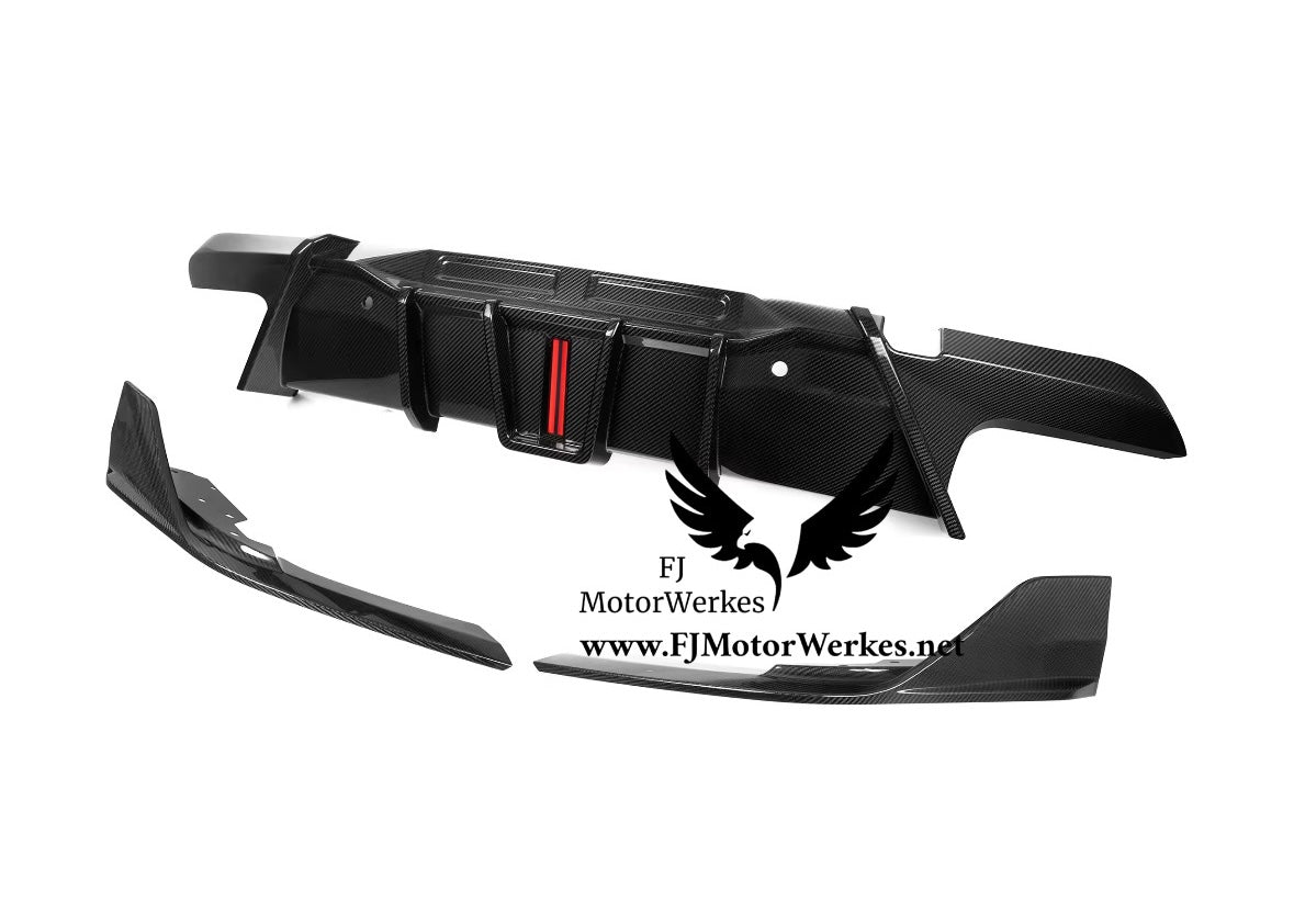 Bmw X6M F96 Carbon Fibre Rear Diffuser SQ 3pc with F1 light