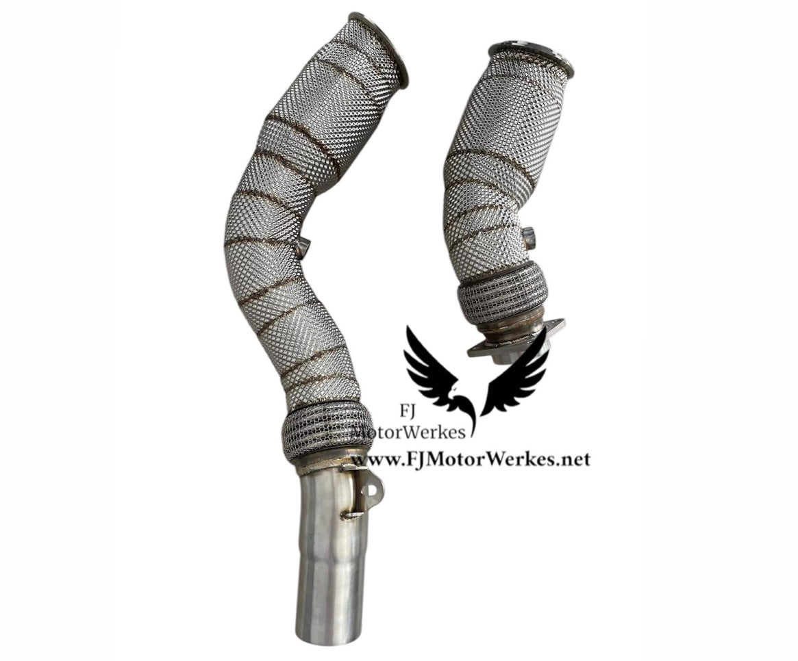 BMW M3 M4 G80 G82 Downpipes with 200 Cell Hi-Flow Sports Cats & Heat Shield 2021+