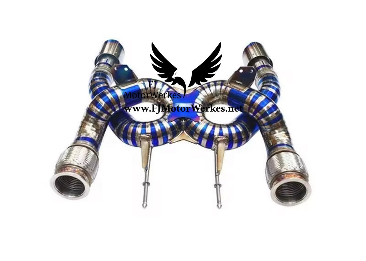 McLaren 720S 4.0T V8 Muffler Delete FJ Motorwerkes Titanium Catback Exhaust X-Pipe