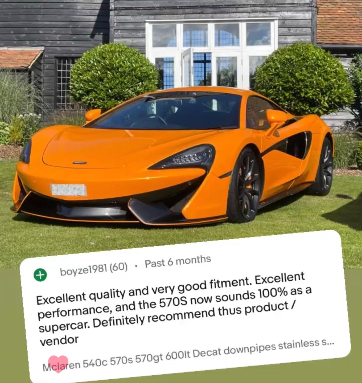 Mclaren 540C 570S 570GT 600LT Decat downpipes stainless steel