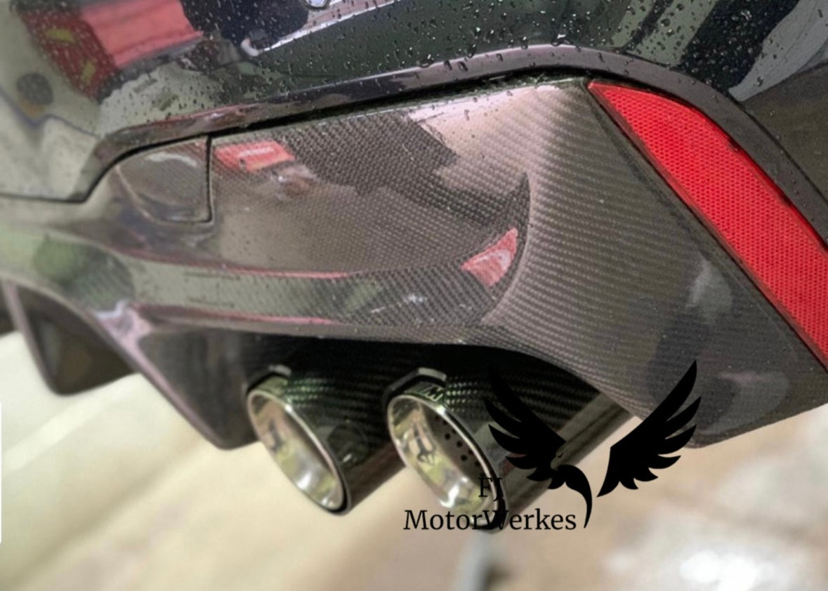 Bmw M Performance Carbon fibre exhaust tips x4 M5 F90 M8 F91 F92 F93 direct fit - Silver