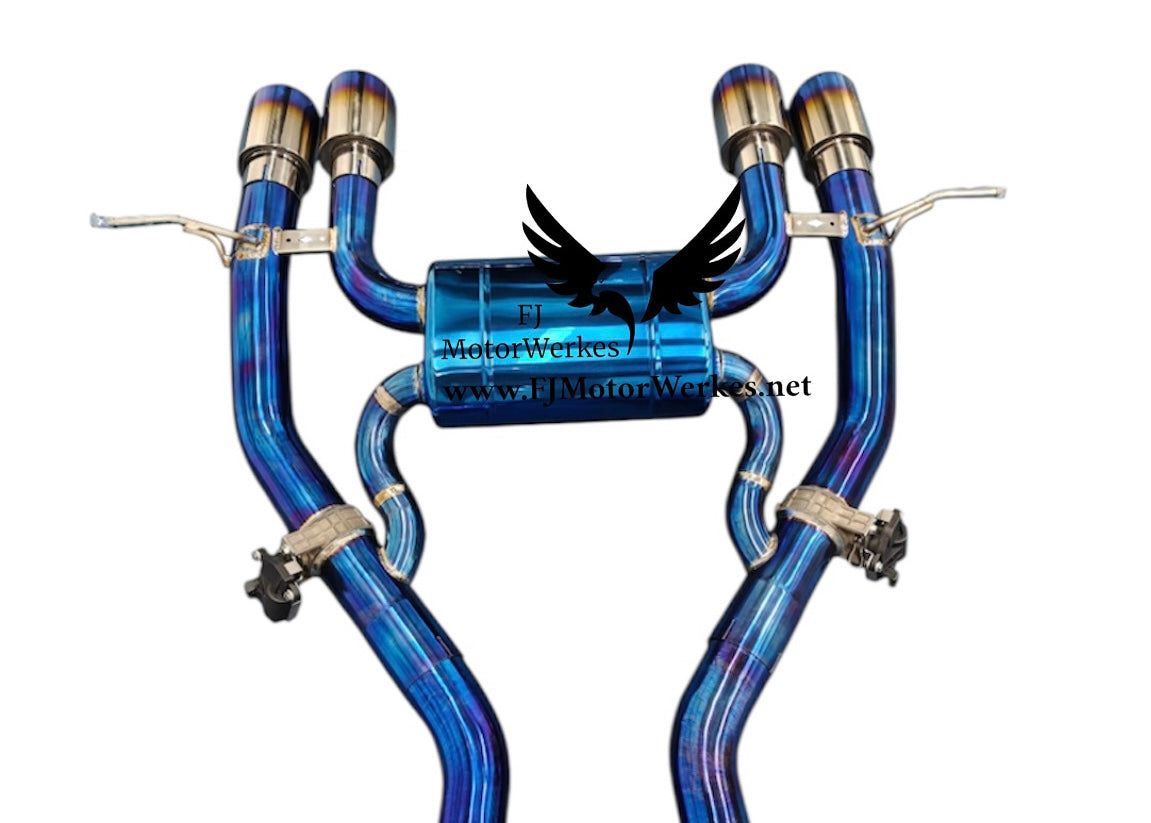 FJ Motorwerkes BMW M3 M4 G80 G81 G82 G83 Titanium Valved Catback Exhaust System inc Single Midpipe