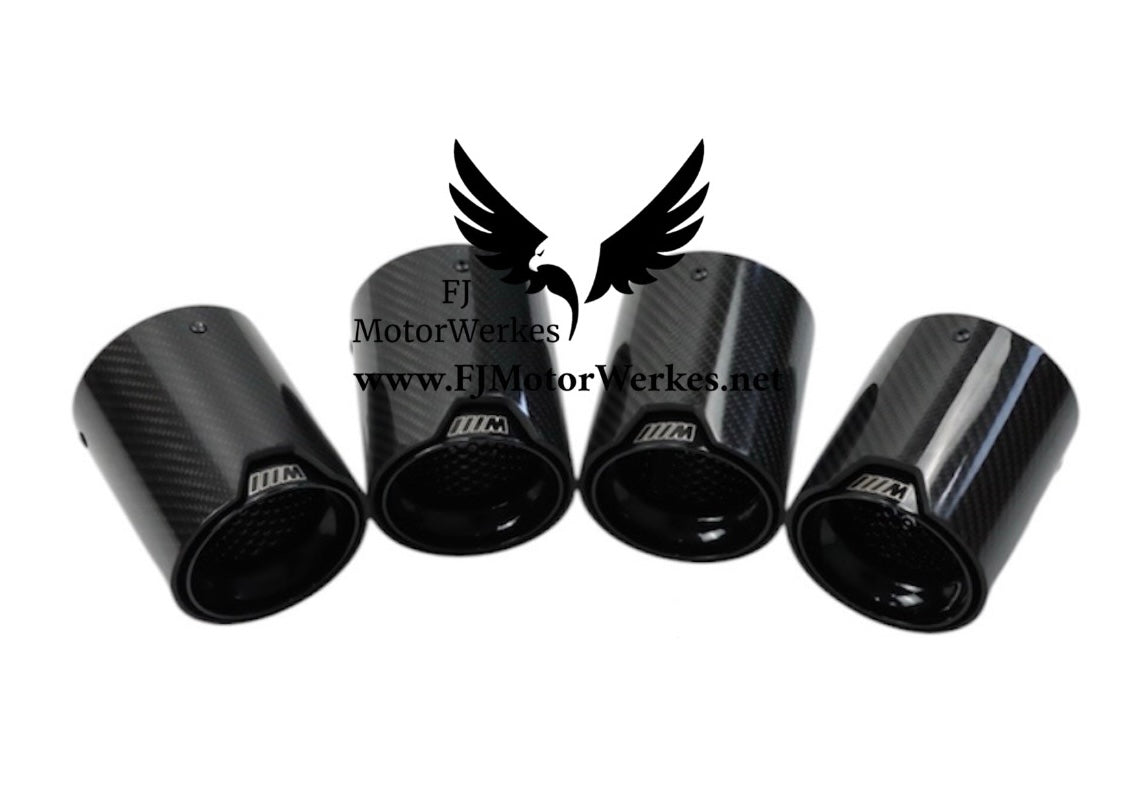 Akrapovic-Style Black Carbon Exhaust Tips – Set Of 4 – Fits BMW F97/F98 X3M & X4M Competition
