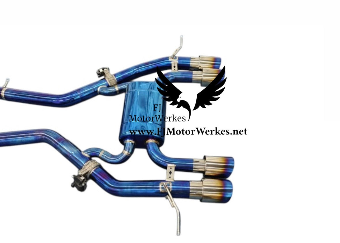 FJ Motorwerkes BMW M3 M4 G80 G81 G82 G83 Titanium Valved Catback Exhaust System inc Single Midpipe