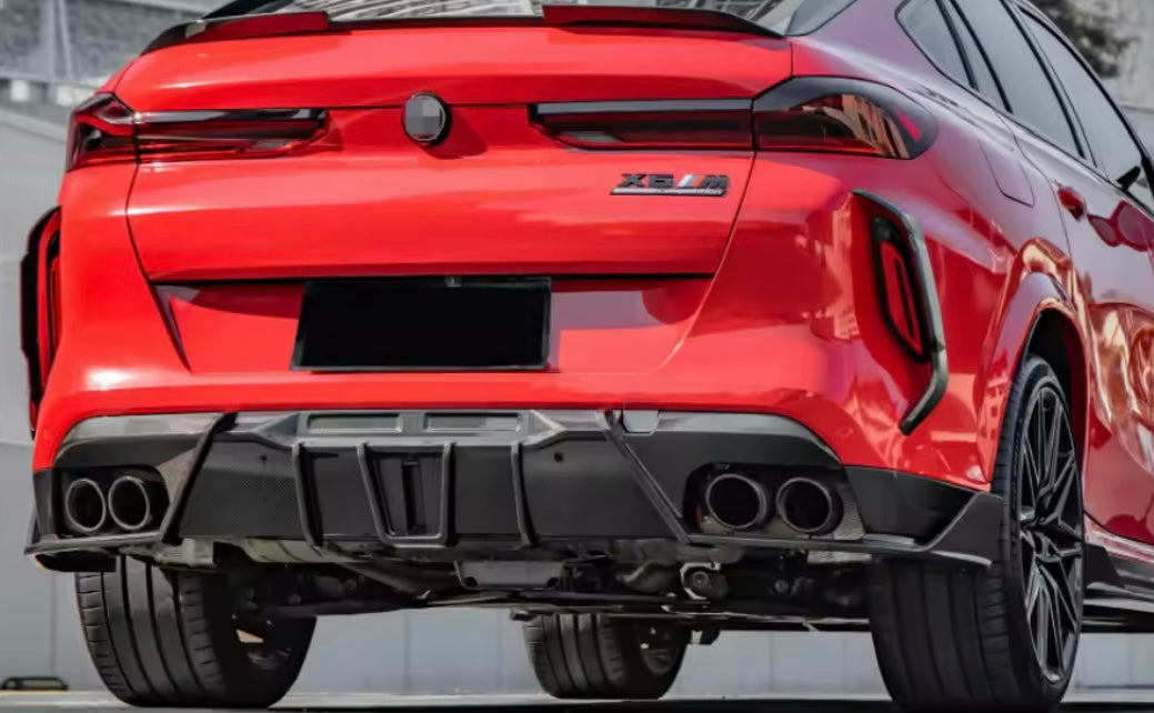 Bmw X6M F96 Carbon Fibre Rear Diffuser SQ 3pc with F1 light