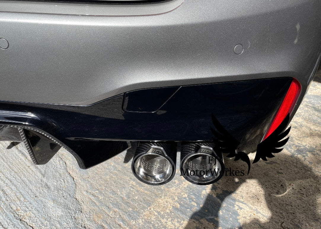 Bmw M Performance Carbon fibre exhaust tips x4 M5 F90 M8 F91 F92 F93 direct fit - Silver
