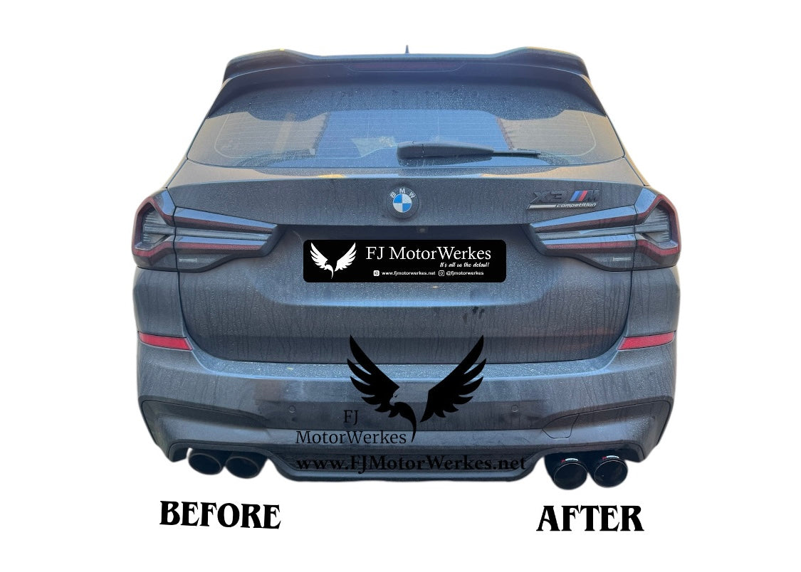 Bmw X3M X4M AK AKRAPOVIC Carbon Fibre Exhaust Tips Direct Fit X3mc X4mc F98 F97 - Black on Stainless steel