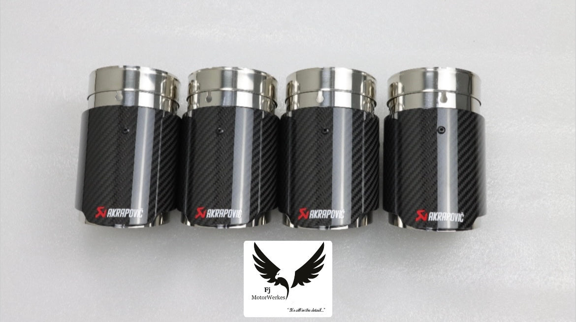 Bmw X5M X6M AK AKRAPOVIC  Exhaust Tips Direct Fit F95 F96 - Black on Stainless steel 2019+