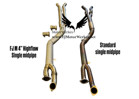Bmw M2 M3 M4 - 4” inch Single Midpipe Stainless Steel HighFlow Inc Exhaust Brace G80 G81 G82 G83 G87