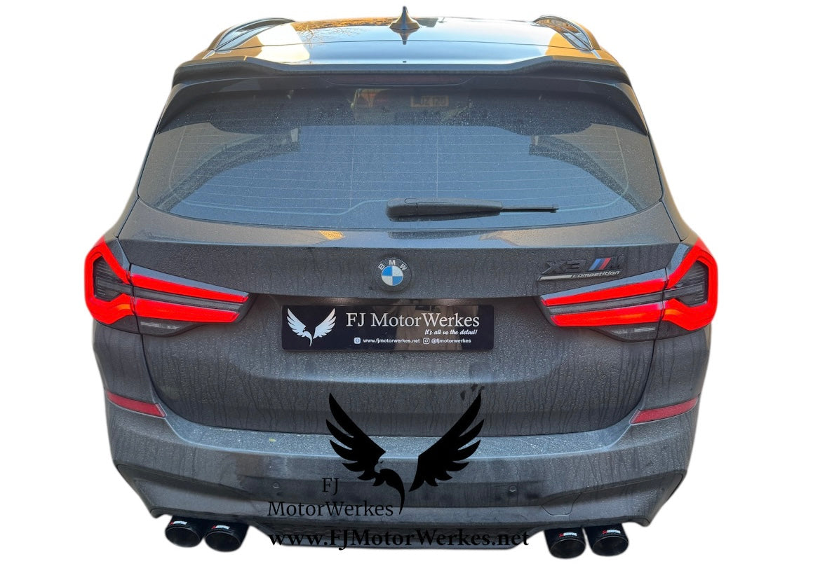 Bmw X3M X4M AK AKRAPOVIC Carbon Fibre Exhaust Tips Direct Fit X3mc X4mc F98 F97 - Black on Stainless steel