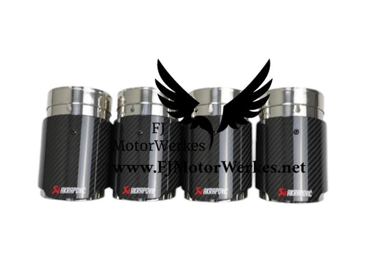 Bmw X5M X6M AK AKRAPOVIC  Style 4.5” Exhaust Tips Direct Fit F95 F96 - Black on Stainless steel 2019+