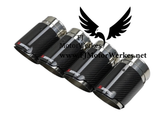 Bmw X3M X4M AK AKRAPOVIC Carbon Fibre Exhaust Tips Direct Fit X3mc X4mc F98 F97 - Black on Stainless steel